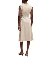 BOSS by Hugo Boss Dianah Crew Neck Sleeveless Side Ruche Midi Dress