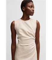 BOSS by Hugo Boss Dianah Crew Neck Sleeveless Side Ruche Midi Dress