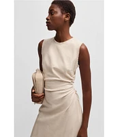 BOSS by Hugo Boss Dianah Crew Neck Sleeveless Side Ruche Midi Dress