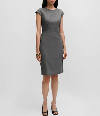 BOSS by Hugo Boss Dironah Virgin Wool Round Neck Cap Sleeve Sheath Dress