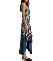 BOSS By Hugo Boss Donaria Printed Twill V-Neck Sleeveless High-Low Dress