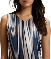 BOSS By Hugo Boss Donaria Printed Twill V-Neck Sleeveless High-Low Dress