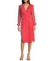BOSS by Hugo Boss Dosala V-Neck Long Sheer Sleeve Wrap Dress