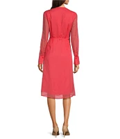BOSS by Hugo Boss Dosala V-Neck Long Sheer Sleeve Wrap Dress