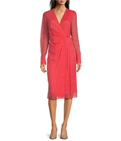BOSS by Hugo Boss Dosala V-Neck Long Sheer Sleeve Wrap Dress
