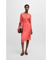 BOSS by Hugo Boss Dosala V-Neck Long Sheer Sleeve Wrap Dress