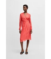 BOSS by Hugo Boss Dosala V-Neck Long Sheer Sleeve Wrap Dress