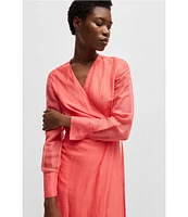 BOSS by Hugo Boss Dosala V-Neck Long Sheer Sleeve Wrap Dress