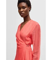BOSS by Hugo Boss Dosala V-Neck Long Sheer Sleeve Wrap Dress