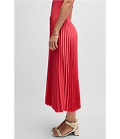 BOSS by Hugo Boss Fadridi Knit Crew Neck Short Sleeve Pleated Midi Dress