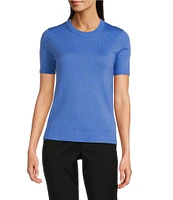 BOSS by Hugo Boss Falyssiasi Soft Knit Virgin Wool Crew Neck Short Sleeve Top