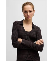 BOSS by Hugo Boss Focinta Solid Stretch Ribbed Knit Point Collar V-Neck Long Sleeve Cardigan