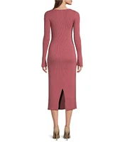 BOSS by Hugo Boss Formina Knit V-Neck Long Sleeve Bodycon Midi Dress