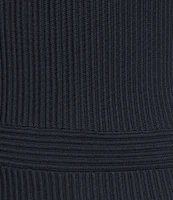 BOSS By Hugo Boss Fracie Ribbed Knit V-Neck Elbow Sleeve Fit-And-Flare Midi Dress