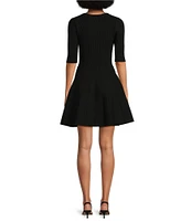 BOSS By Hugo Boss Frankina Compact Knit Scoop Neck Short Sleeve Fit-And-Flare Dress