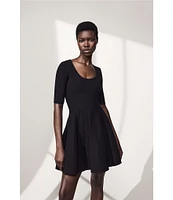 BOSS By Hugo Boss Frankina Compact Knit Scoop Neck Short Sleeve Fit-And-Flare Dress