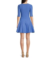 BOSS By Hugo Boss Frankina Compact Knit Scoop Neck Short Sleeve Fit-And-Flare Dress