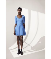 BOSS By Hugo Boss Frankina Compact Knit Scoop Neck Short Sleeve Fit-And-Flare Dress