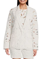 BOSS by Hugo Boss Jonara Broderie Anglaise Notch Lapel Long Sleeve Blazer
