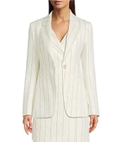 BOSS by Hugo Boss Pinstripe Point Lapel Long Sleeve Single Breasted Blazer