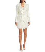BOSS by Hugo Boss Pinstripe Point Lapel Long Sleeve Single Breasted Blazer