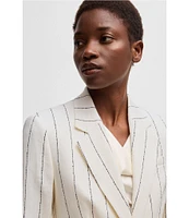 BOSS by Hugo Boss Pinstripe Point Lapel Long Sleeve Single Breasted Blazer