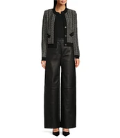 BOSS by Hugo Boss Sizzy Lamb Leather High Rise Wide-Leg Trouser Pant