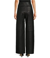 BOSS by Hugo Boss Sizzy Lamb Leather High Rise Wide-Leg Trouser Pant