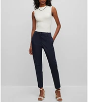 BOSS by Hugo Boss Tachinoa Classic Stretch Cotton Twill Tapered Slim Leg Pleated Ankle Pants