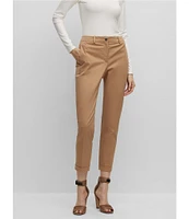 BOSS by Hugo Boss Tachinoa Classic Stretch Cotton Twill Tapered Slim Leg Pleated Ankle Pants