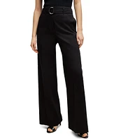 BOSS by Hugo Boss Tasena Linen Blend High Rise Belted Wide Leg Pants