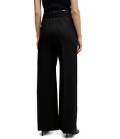 BOSS by Hugo Boss Tasena Linen Blend High Rise Belted Wide Leg Pants