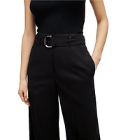 BOSS by Hugo Boss Tasena Linen Blend High Rise Belted Wide Leg Pants