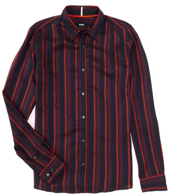 BOSS Slim Fit Roan Stripe Long Sleeve Woven Shirt