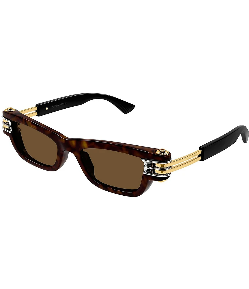 Bottega Veneta Unisex Bolt 50mm Havana Rectangle Sunglasses