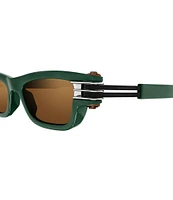 Bottega Veneta Unisex Bolt 50mm Metallic Green Rectangle Sunglasses