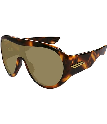 Bottega Veneta Unisex Ribbon Mask 99mm Havana Shield Sunglasses