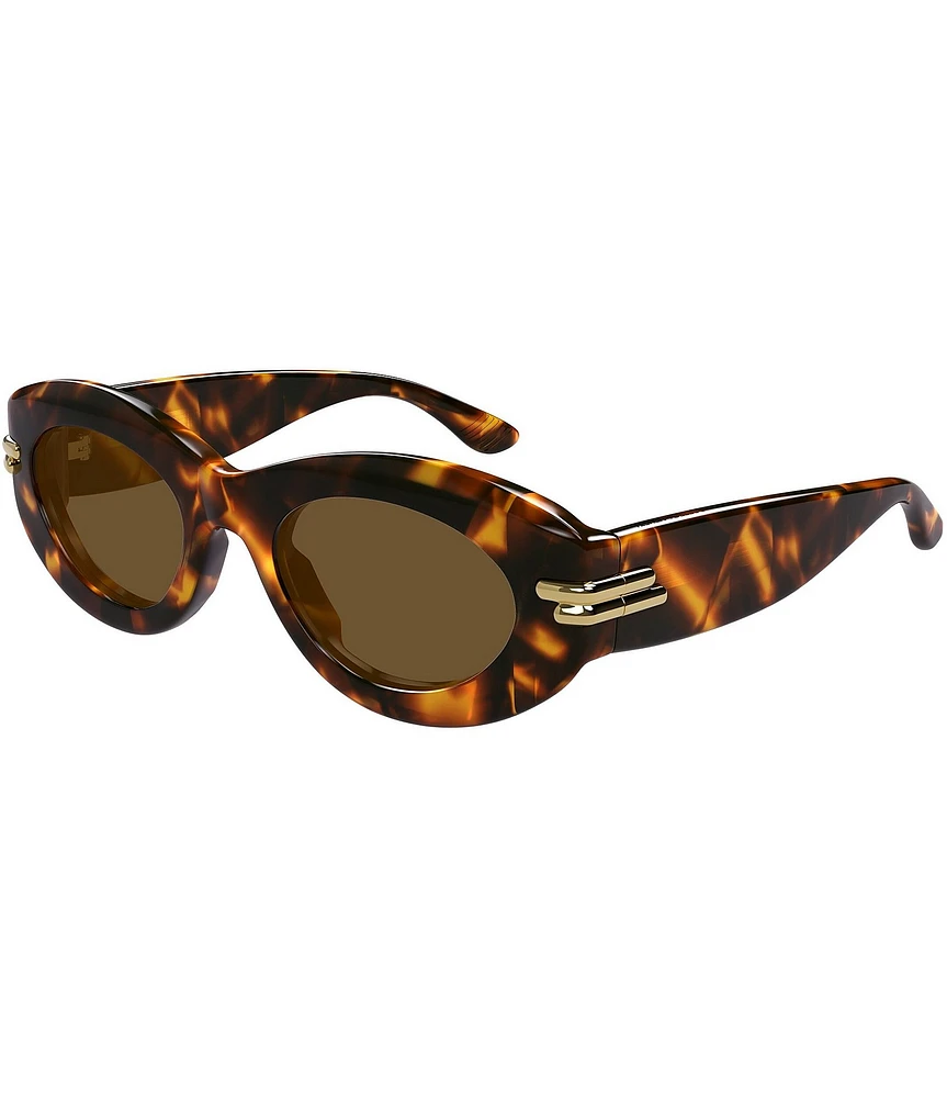 Bottega Veneta Women's Bold Ribbon 51mm Havana Oval Sunglasses