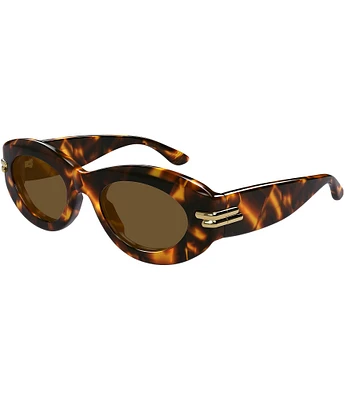 Bottega Veneta Women's Bold Ribbon 51mm Havana Oval Sunglasses