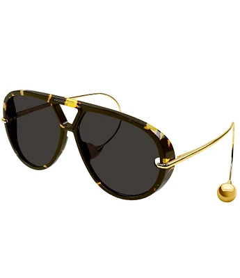 Bottega Veneta Drop Collection 63mm Tortoise Aviator Statement Sunglasses