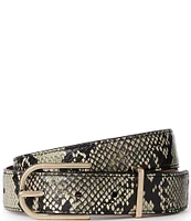 BRAHMIN 1.25#double; Grey Classic Snake Embossed Leather Belt