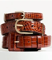 BRAHMIN 1.38#double; Classic Vintage Croco Embossed Leather Belt