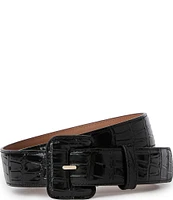 BRAHMIN 1.38#double; Classic Vintage Croco Embossed Leather Belt