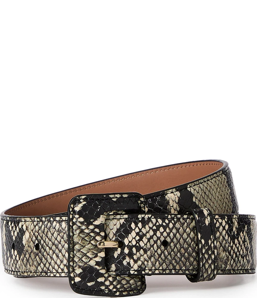 BRAHMIN 1.38#double; Grey Classic Snake Leather Belt