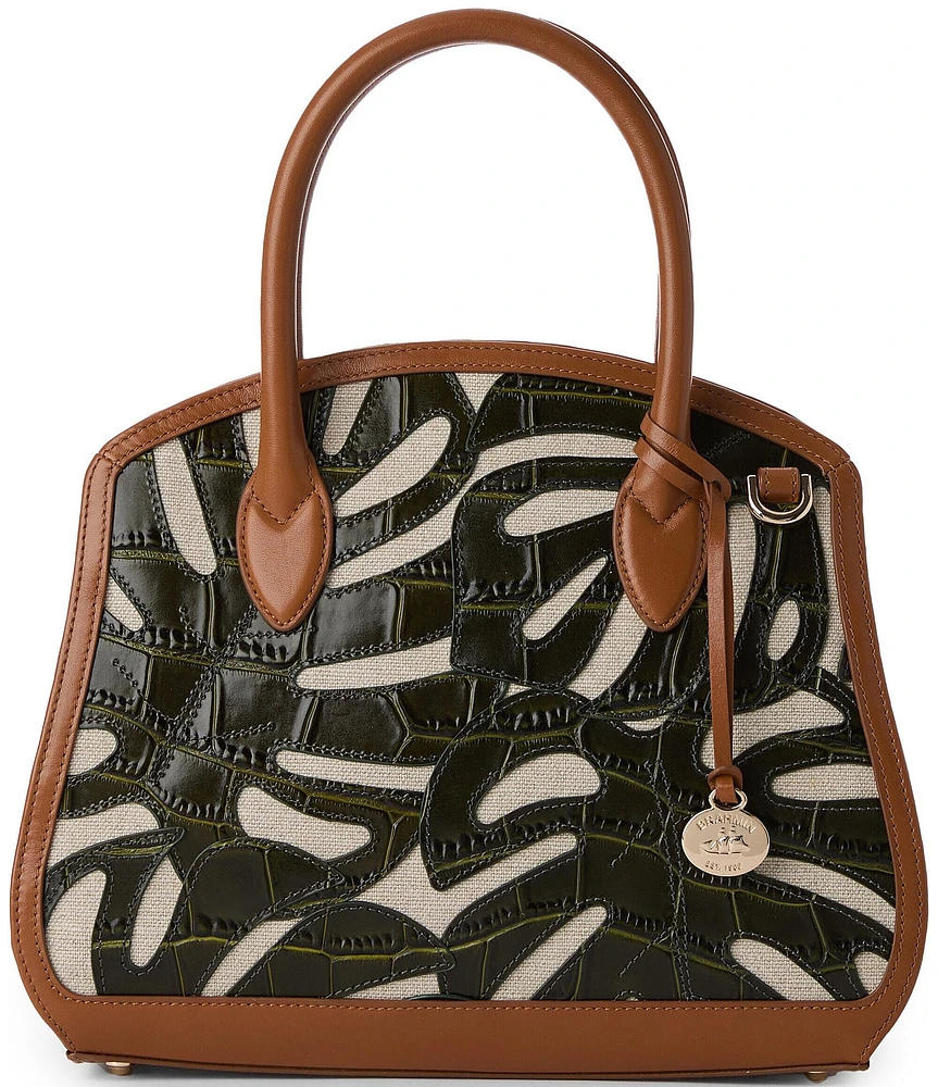 BRAHMIN Abrigado Collection Cacti Green Rosetta Satchel Bag