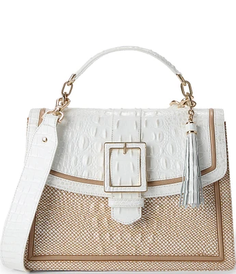 BRAHMIN Colada Collection Sea Salt White Hallie Satchel Bag