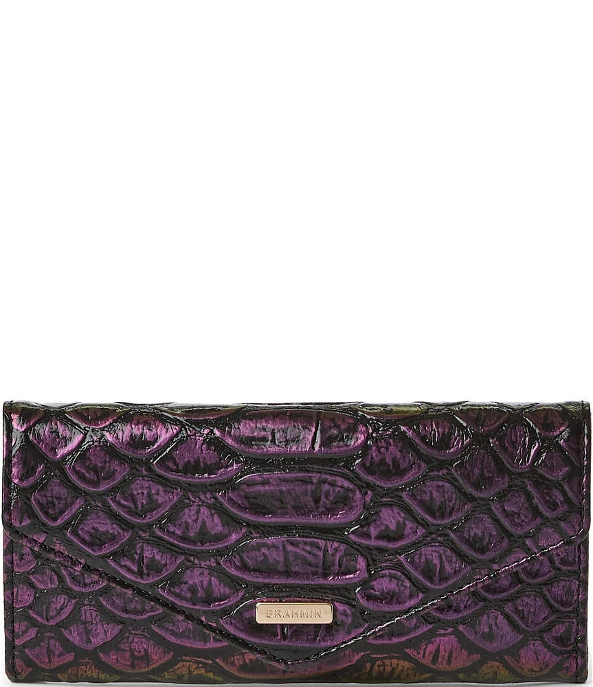 BRAHMIN Excelsior Collection Passion Purple Veronica Trifold Wallet