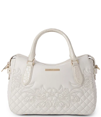 BRAHMIN Kew Collection Sea Salt White Micaela Satchel Bag