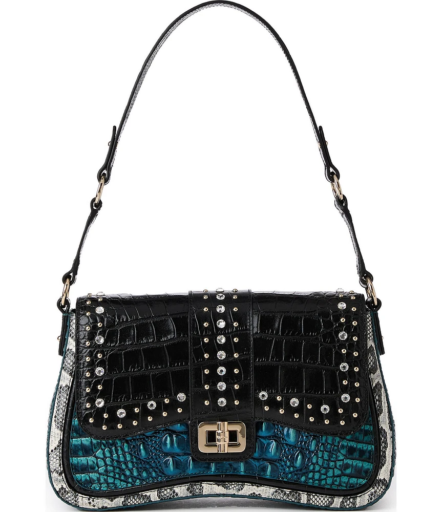 BRAHMIN Luminous Collection Blue Patina Nerida Shoulder Bag