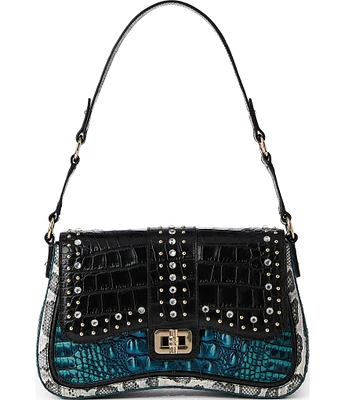 BRAHMIN Luminous Collection Blue Patina Nerida Shoulder Bag